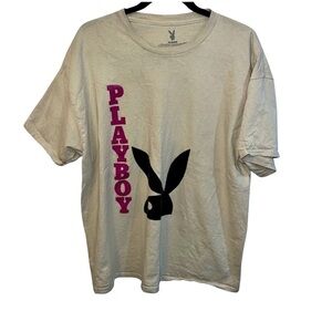 Playboy Beige Tee XL – Bold Logo Design, Comfortable Cotton Tee